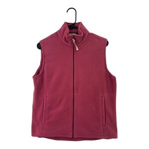 Woolrich Womens Fleece Vest Full Zip Pockets Magenta Size Medium